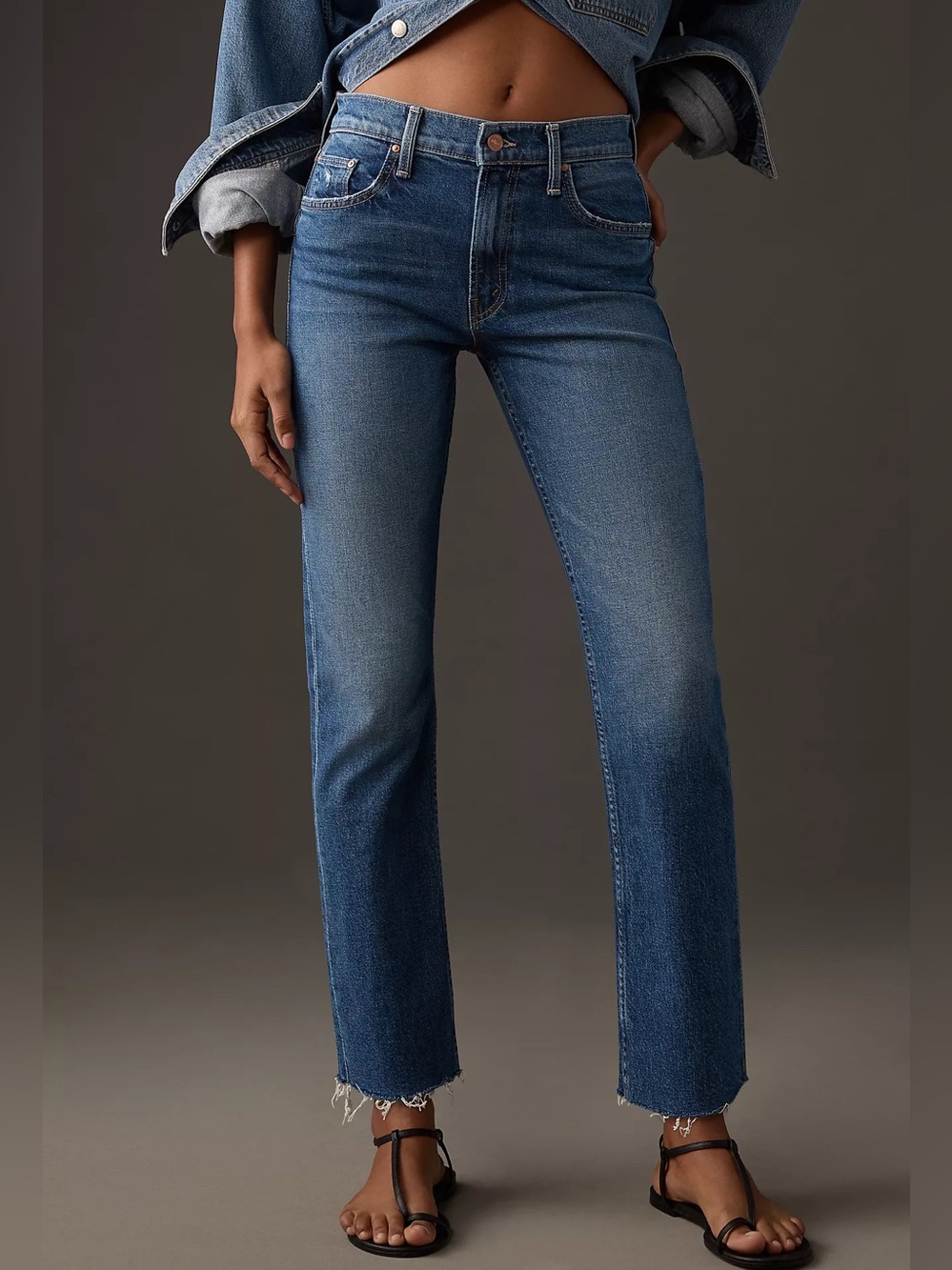 Mother The Mid Rise Rider Ankle Fray Jeans Local Charm Size 26